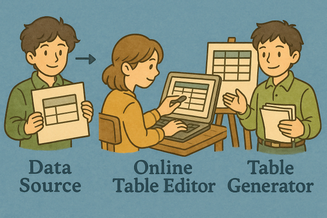 CSVSuite workflow: import data, review the table, and export a CSV file